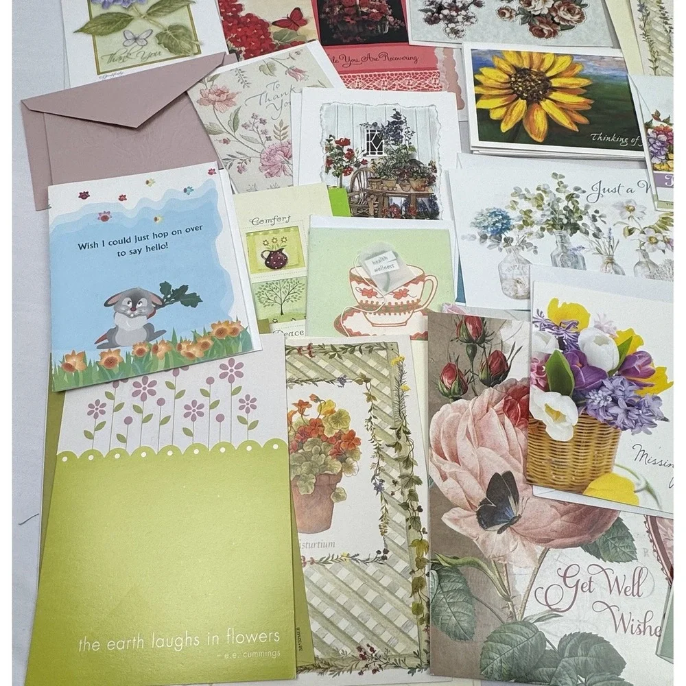 Floral Greeting Cards & Envelopes Birthday All Occasion‎ Get Well Blank NOS 50+